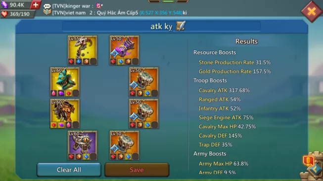 Account 1B3 Mights (T5) – 730M Research – 30M Troop
